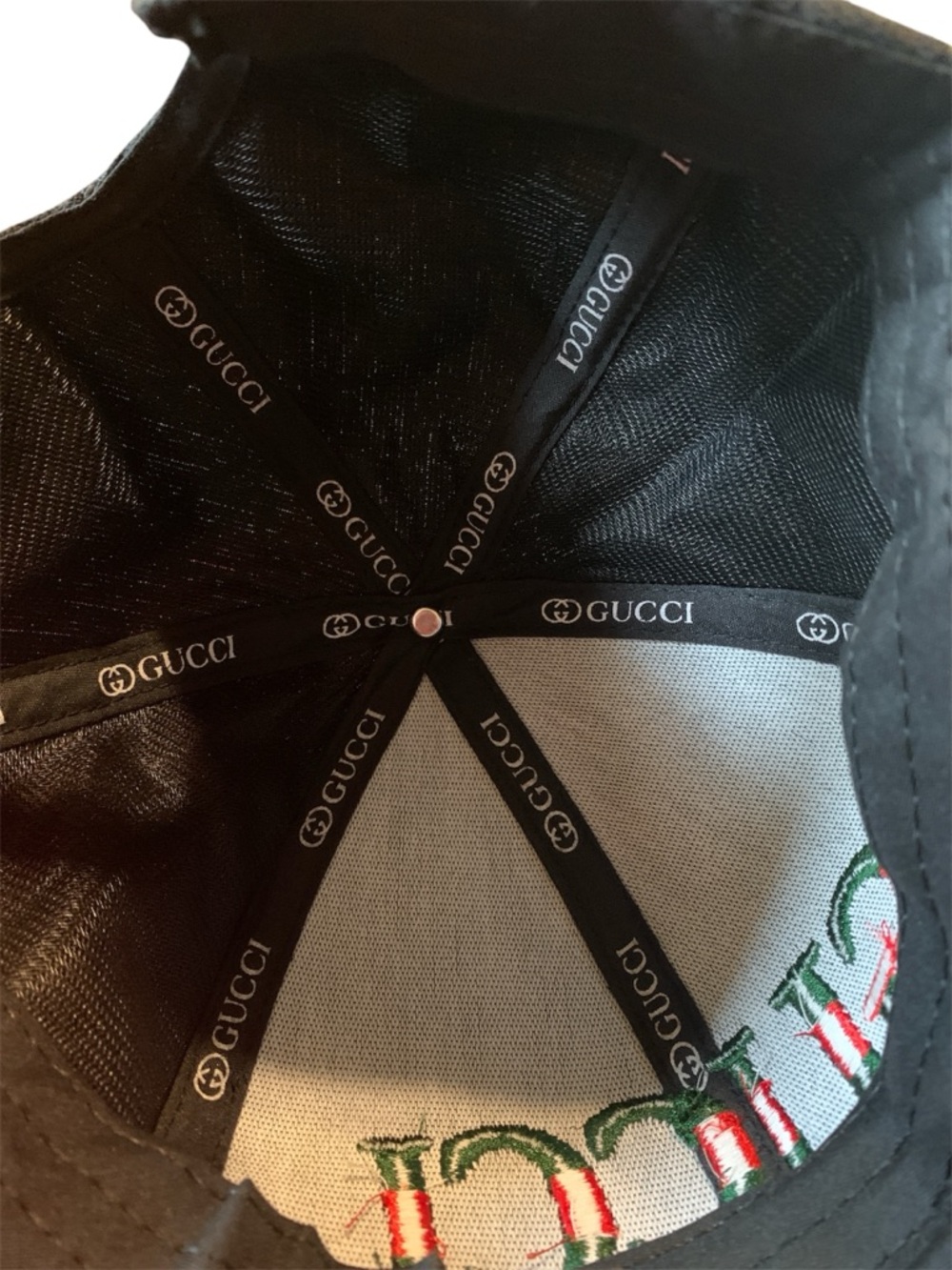 Gucci Black GG Canvas Baseball Cap with Green and Red Logo - Picture 3 of 5